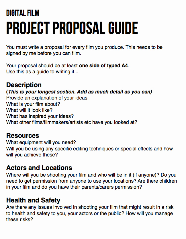 Documentary Proposal Template Awesome Guide for Writing Your Film Proposal © Anna Hawes