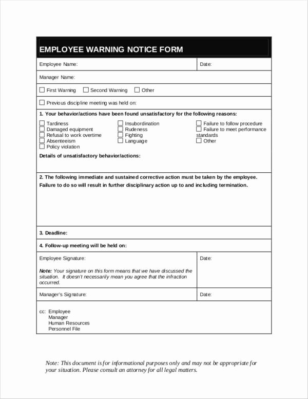 Documenting Employee Behavior Template Elegant 12 Employee Warning Notice Samples &amp; Templates