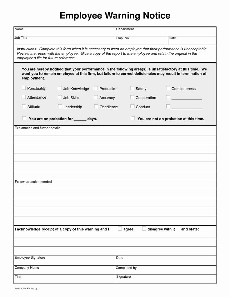 Documenting Employee Behavior Template Lovely Free Employee Write Up forms