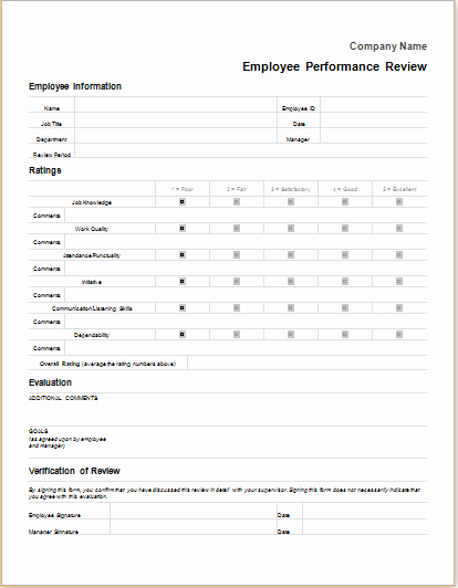 Documenting Employee Performance Template Beautiful Employee Performance Review form for Word