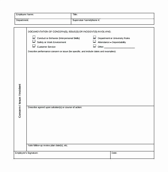 Documenting Employee Performance Template Fresh Documenting Employee issues Template – Cbkifo