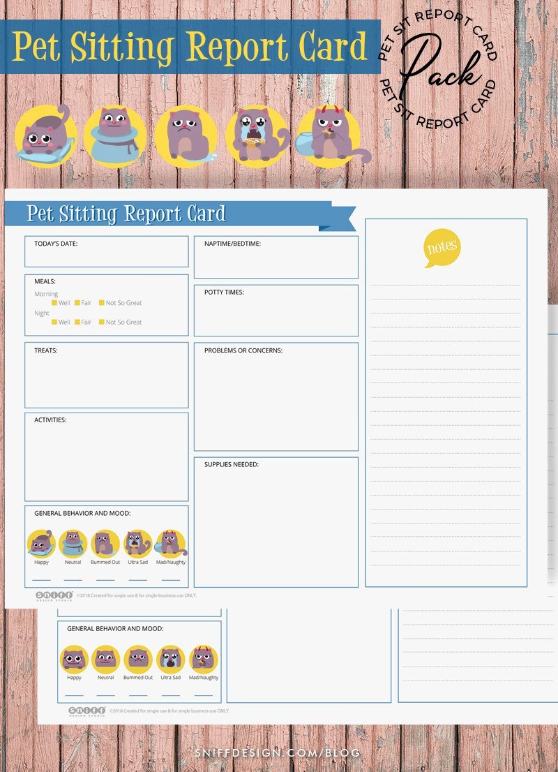 Dog Boarding Report Card Template Fresh Pet Sitting Report Cards 4 Pack