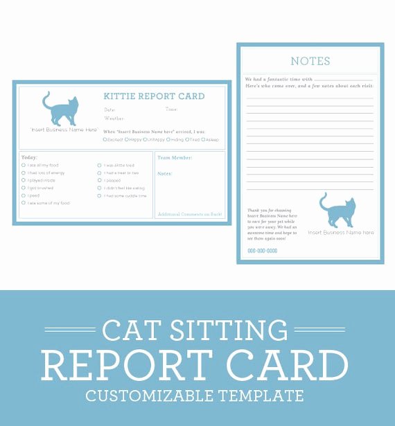 Dog Boarding Report Card Template Unique Cat Sitting Report Card Template by Petbusinesstemplates