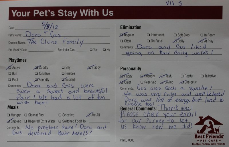 Dog Daycare Report Card Lovely Gus and Dora S Report Card From Best Friends Pet Care
