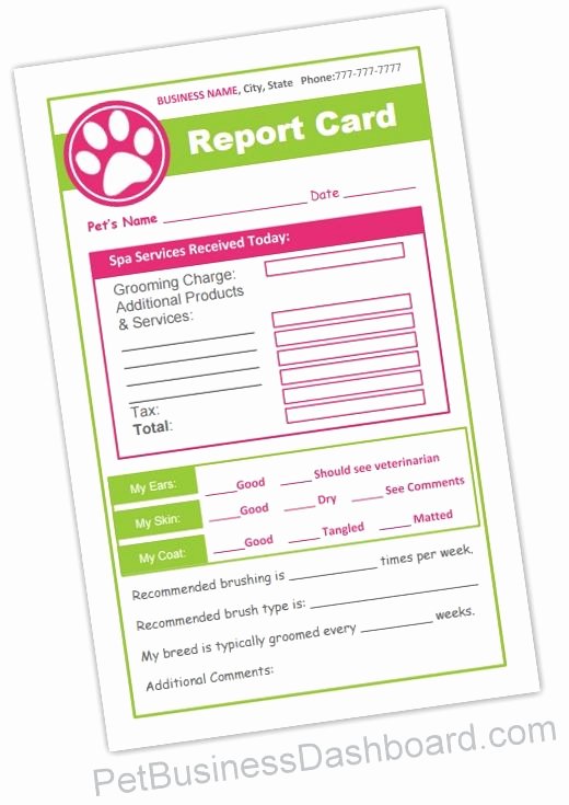 Dog Daycare Report Card Unique Grooming Receipt Dual Function Pet Grooming forms Serves