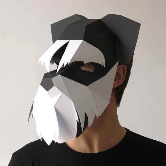 Dog Face Template Elegant Dog Mask Build Your Own Schnauzer 3d Dog Mask From Card