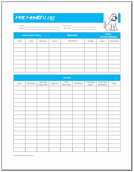 Dog Health Record Template Best Of Pet Health Log Template for Excel