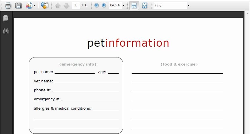 Dog Health Record Template Elegant Free Pet Information Printable Life Your Way