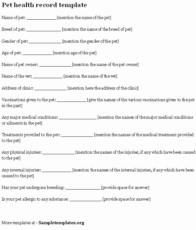 Dog Shot Record Template Best Of 27 Of Printable Veterinary Medical Record Template