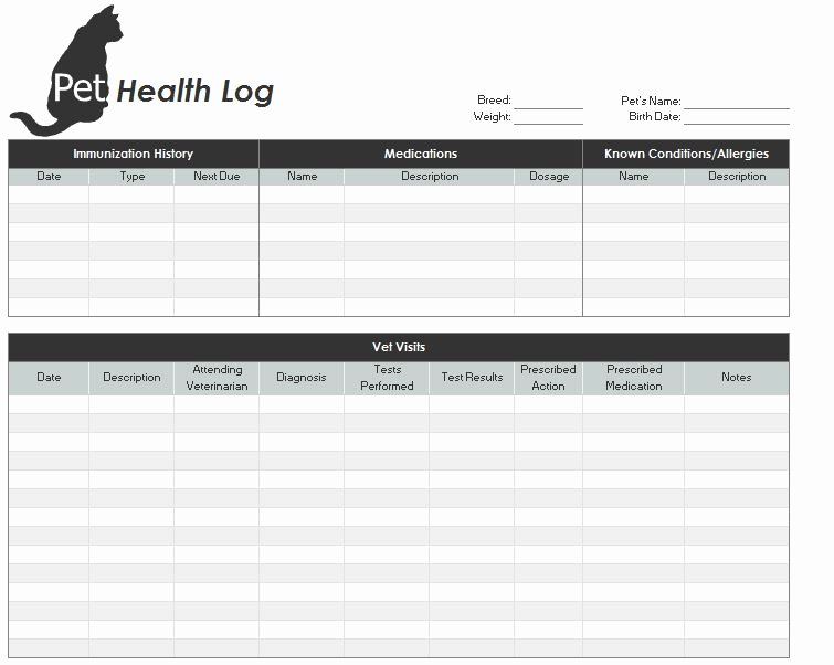 Dog Shot Record Template Inspirational Pet Health Record Template