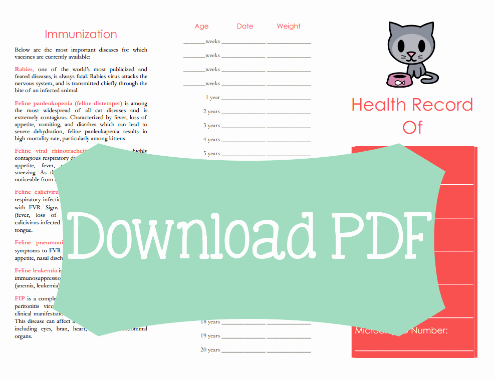 Dog Shot Record Template Lovely Free Cat Medical Tracker Printable