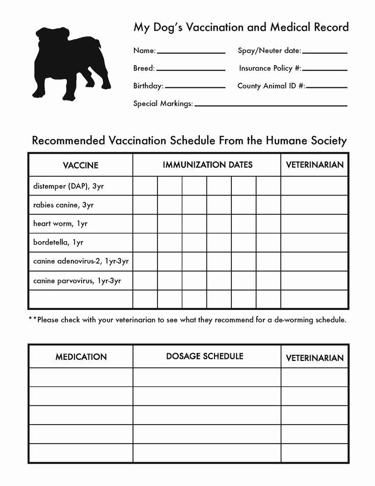 Dog Training Contract Template Fresh Printable Dog Shot Record forms