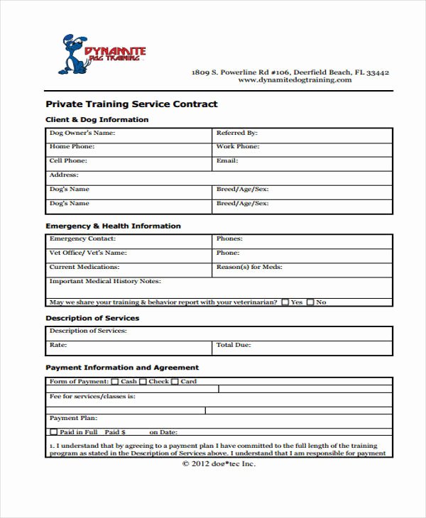Dog Training Contract Template New 20 Service Contract Templates Word Docs Pages