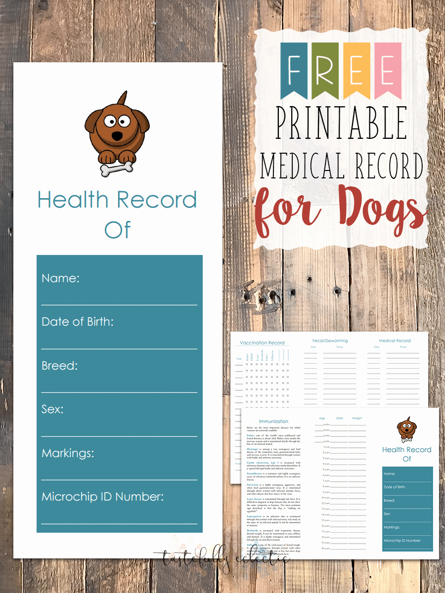 Dog Vaccination Record Template Elegant Free Printable Medical Record for Dogs Tastefully Eclectic