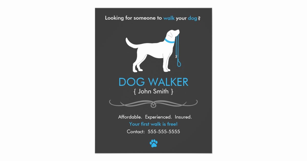 Dog Walking Flyer Ideas Awesome Dog Walker Walking Business Flyer Template Small