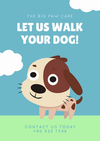 Dog Walking Flyer Ideas Beautiful Blue Green Cute Illustrated Dog Walker Flyer Templates