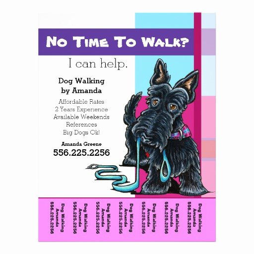 Dog Walking Flyer Ideas Beautiful Dog Walker Scottie Plaid Personalized Tear Sheet Flyer