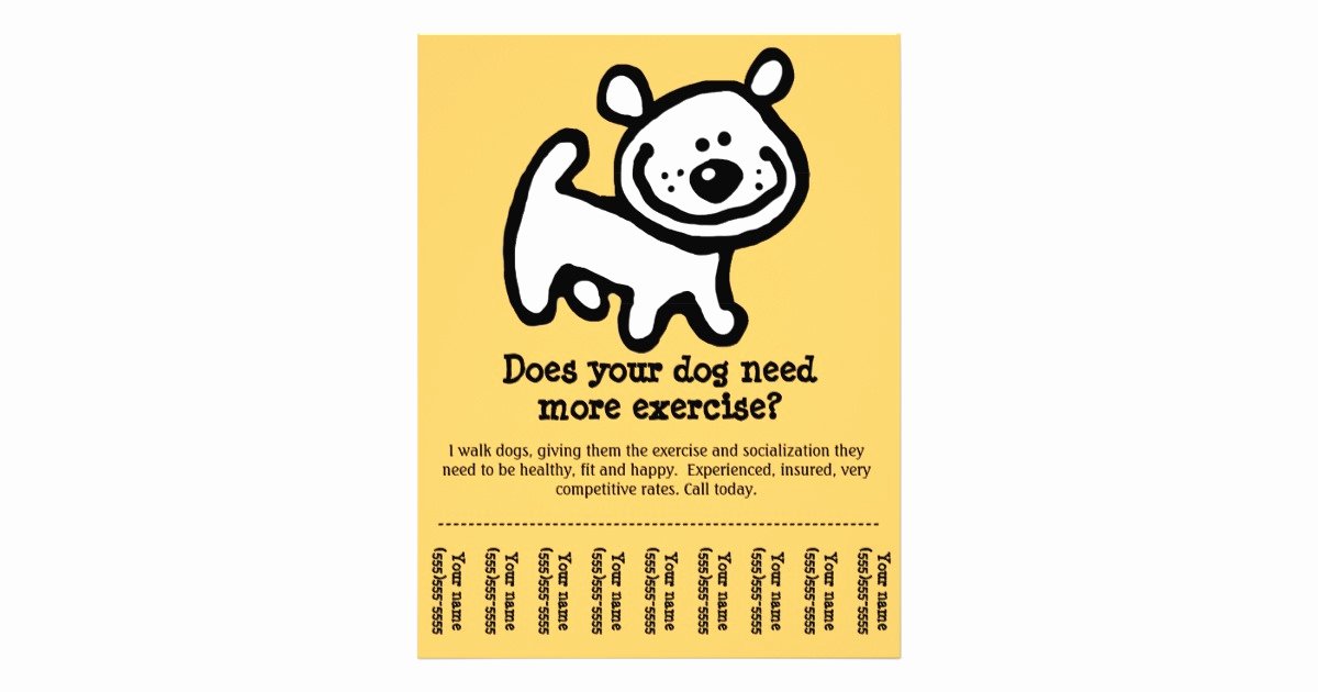 Dog Walking Flyer Ideas Fresh Cute Dog Walking Promotion Tear Sheet Flyer Y Flyer