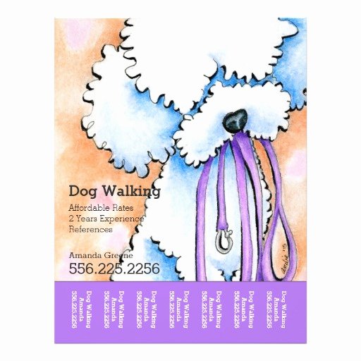 Dog Walking Flyer Ideas Luxury Dog Walker Poodle Purple Personalized Tear Sheet Flyer