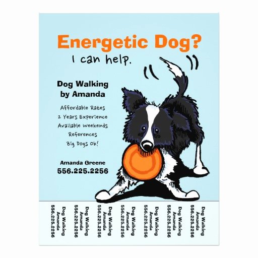 Dog Walking Flyer Template Awesome Dog Walker Walking Personalized Tear Sheet Custom Flyer