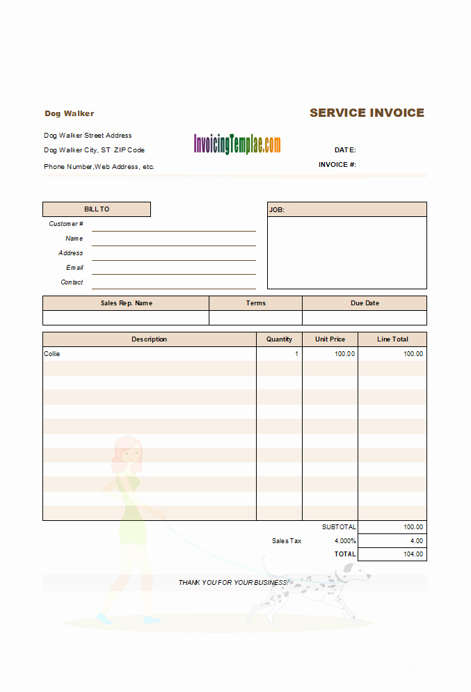 Dog Walking Template Best Of General Service Invoice