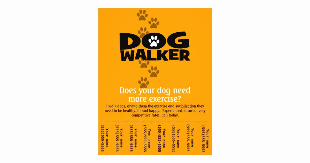 Dog Walking Template Fresh Dog Walking Business Tear Sheet Flyer Template