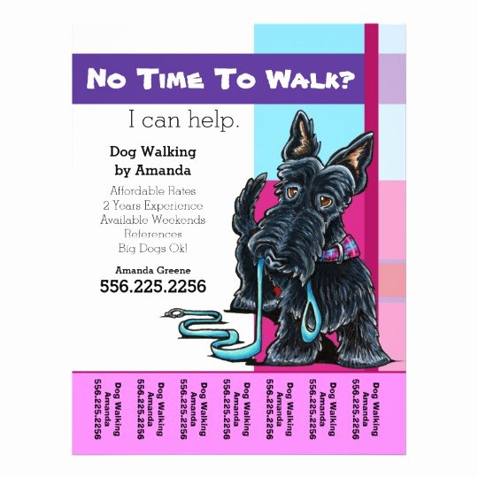 Dog Walking Template New Dog Walker Scottie Plaid Personalized Tear Sheet