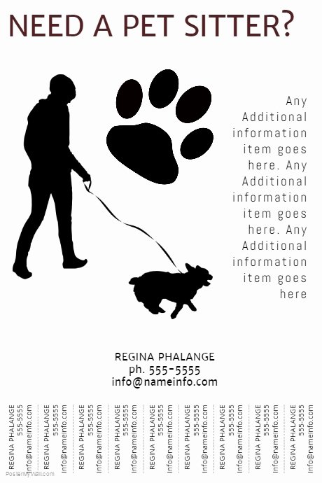 Dog Walking Template New Printable Pet Sitter Flyer Template with Tear Off Tabs