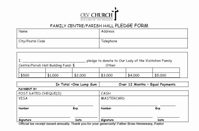 Donor Pledge Card Template Fresh Church Pledge form Sample Templates Resume Examples