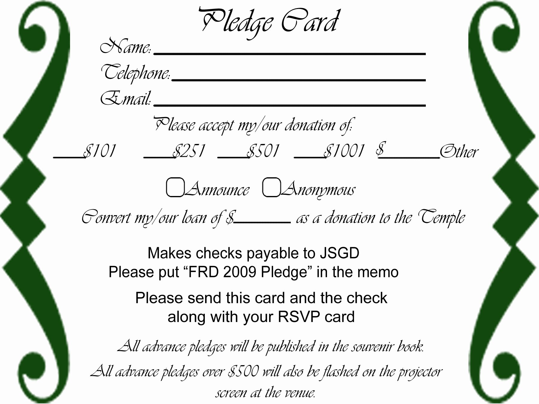 Donor Pledge Card Template Fresh Free Pledge Card Template