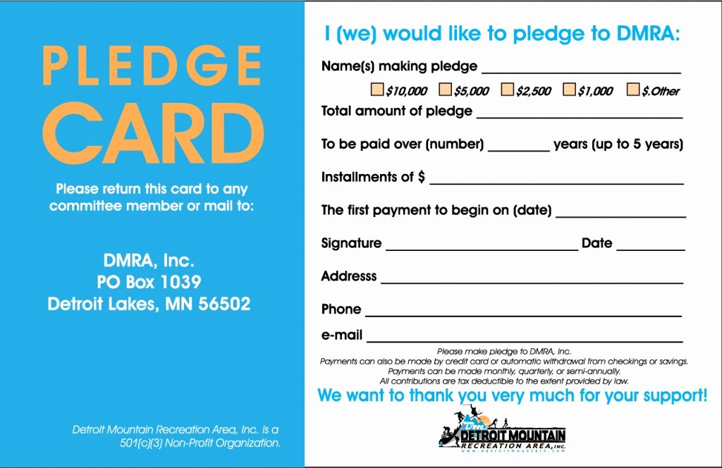 Donor Pledge Card Template Unique Donate Detroit Mountain