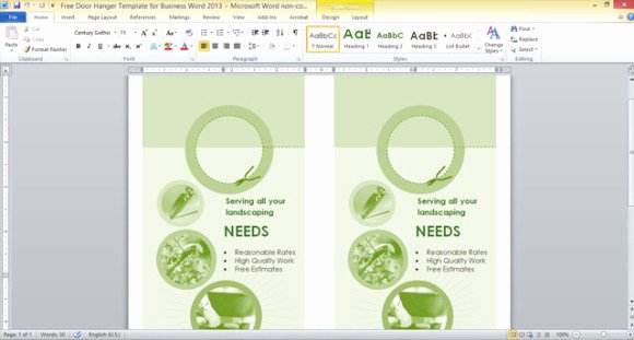 Door Hanger Template for Word Fresh Free Door Hanger Template for Business Word 2013
