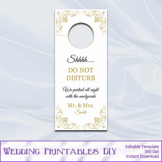 Door Hanger Template for Word Luxury Wedding Door Hanger Template Printable Gold Doorhangers