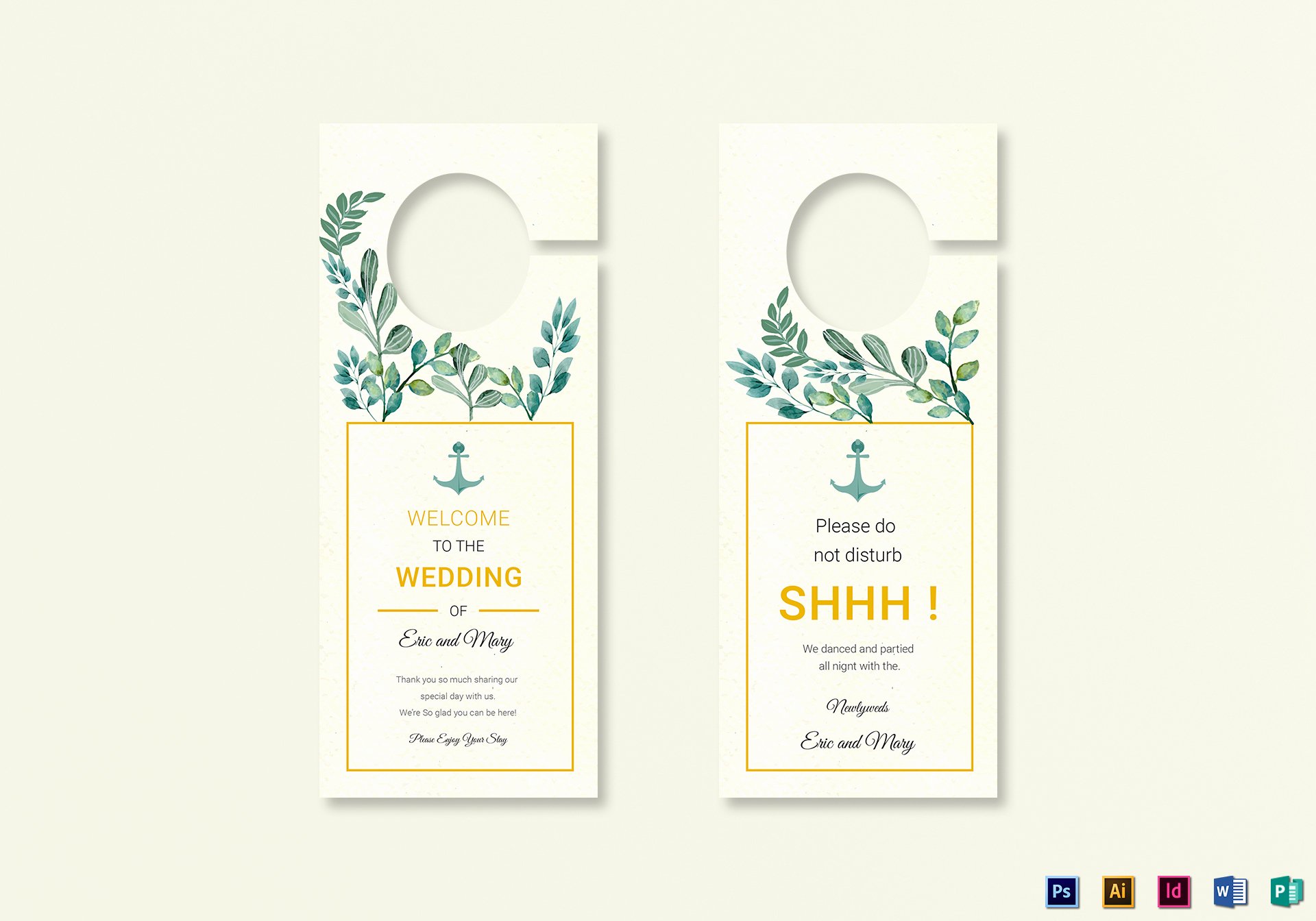 Door Hanger Template Illustrator Beautiful Nautical Wedding Door Hanger Template In Psd Word