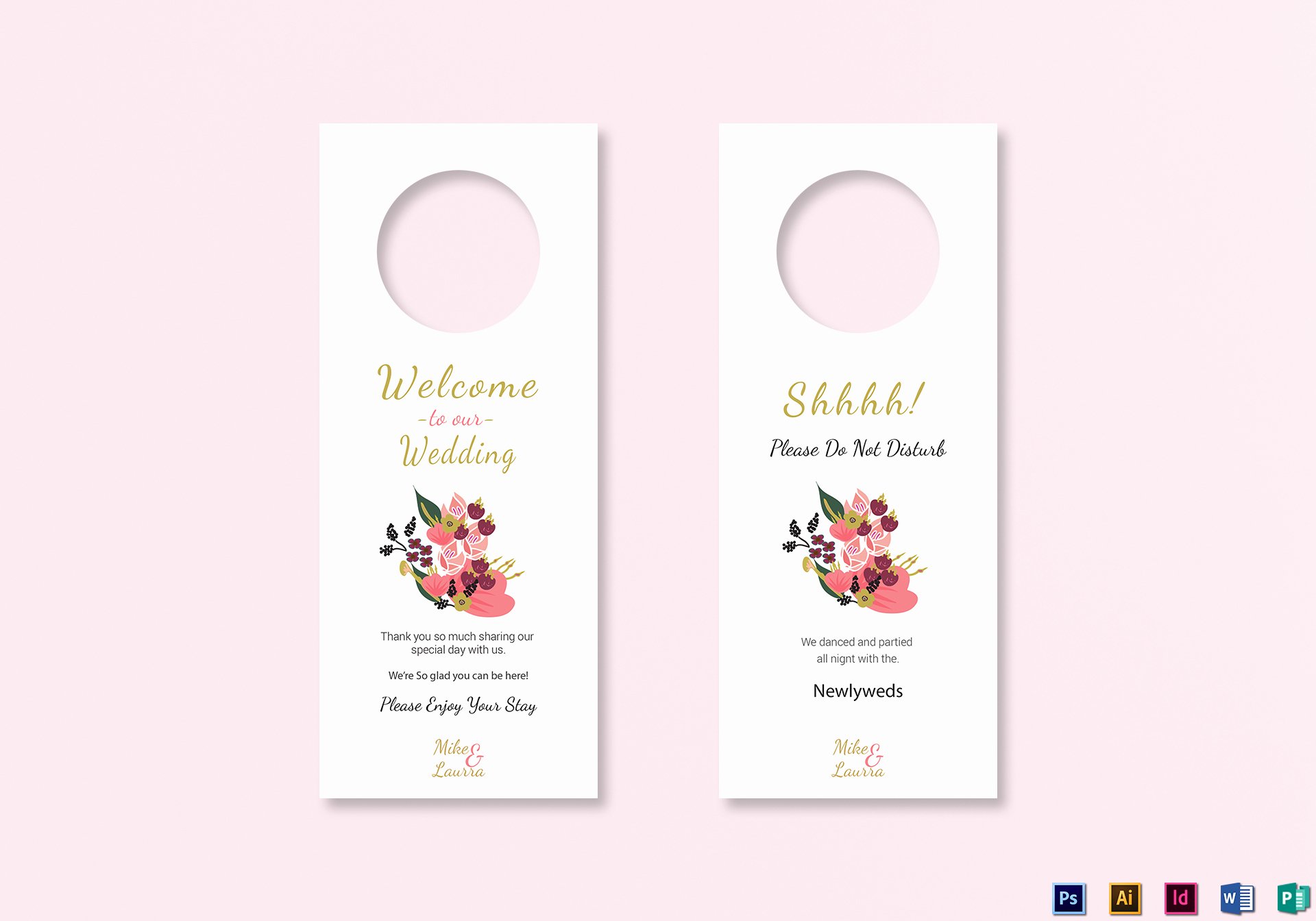Door Hanger Template Illustrator New Burgundy Floral Wedding Door Hanger Card Template In Word