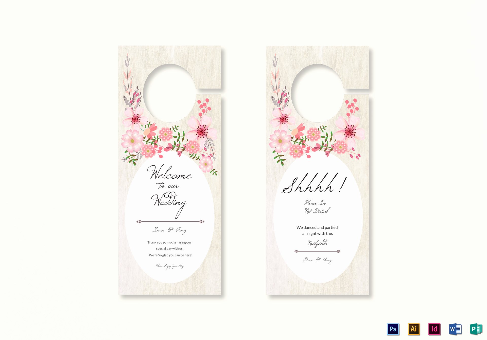 Door Hanger Template Publisher Awesome Pink Floral Wedding Door Hanger Design Template In Psd