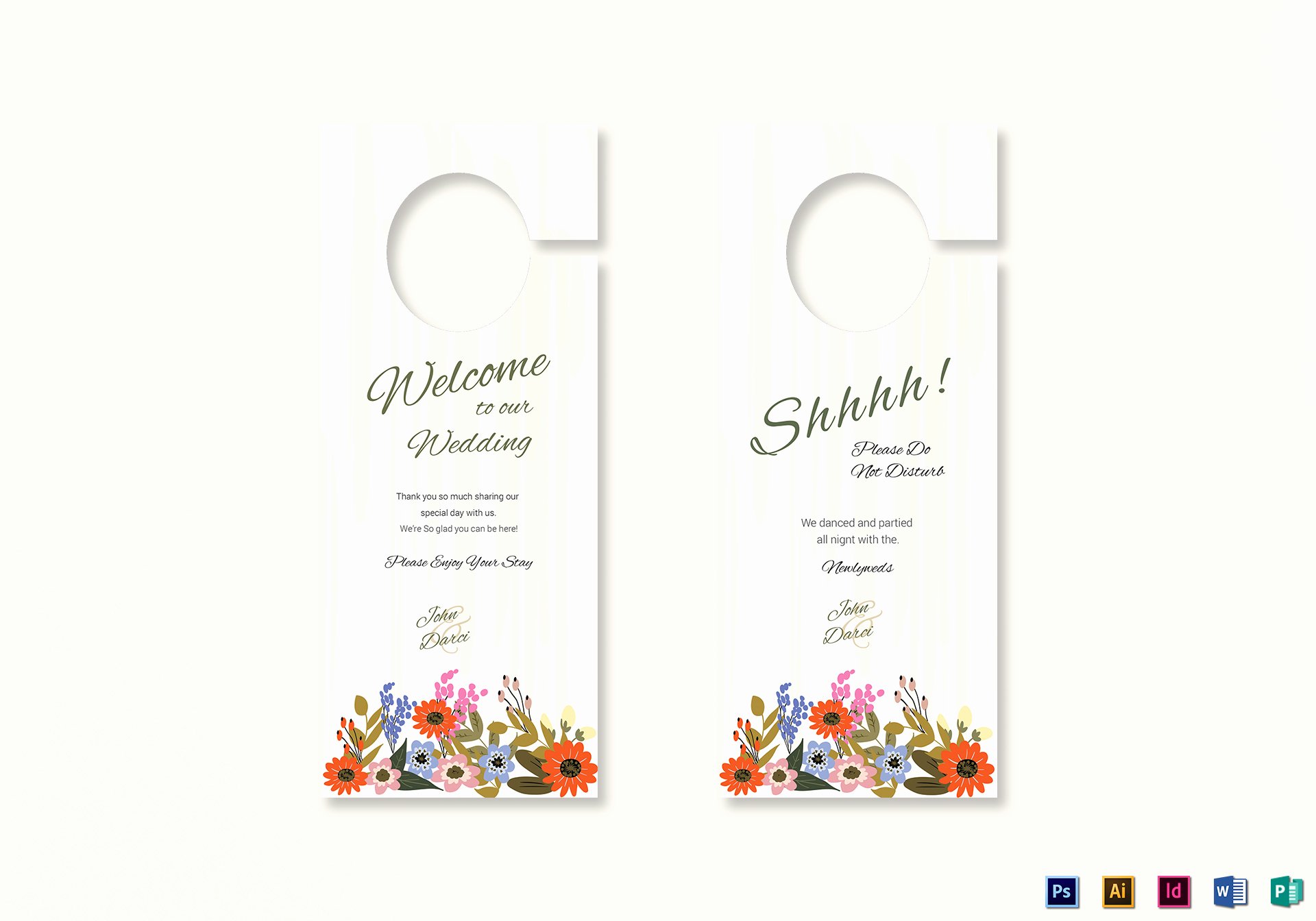 Door Hanger Template Publisher Elegant Summer Floral Wedding Door Hanger Card Design Template In