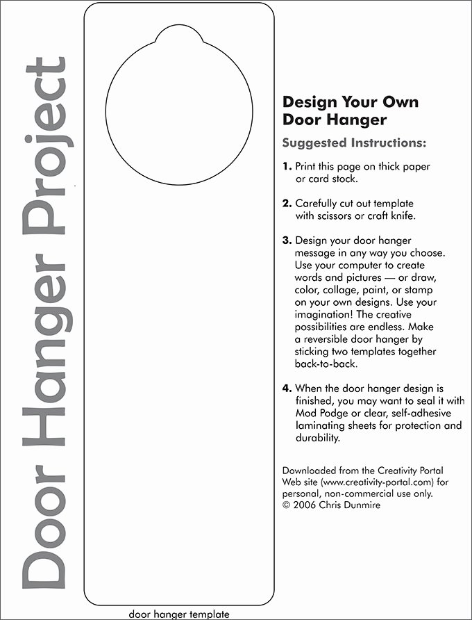 Door Knob Hanger Template Unique Door Hanger Template