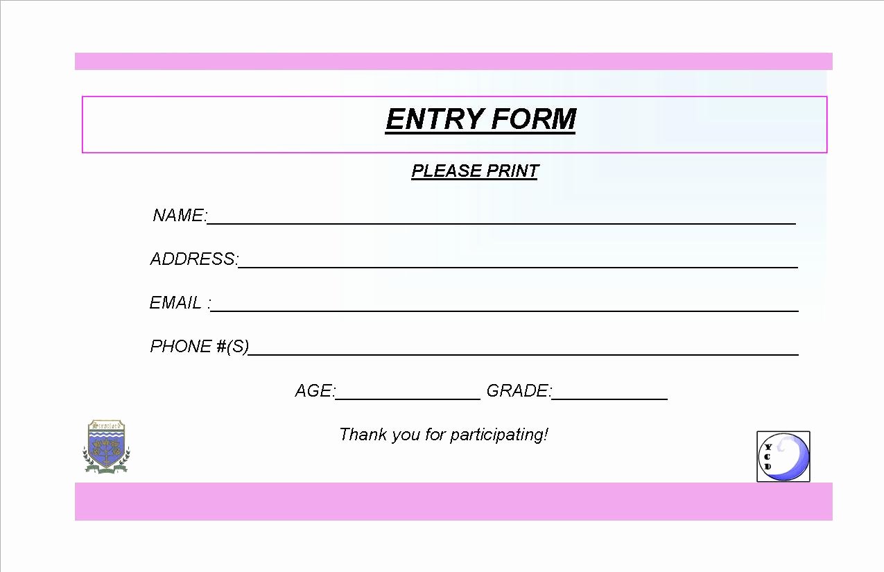 Drawing Entry form Template Word Awesome Stratford Youth Centre Entry form
