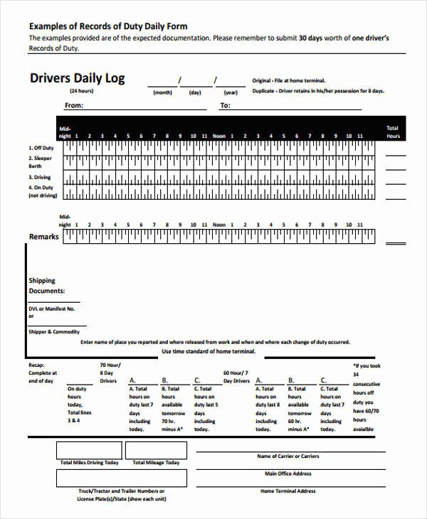 Driver Log Sheet Template Inspirational 35 Daily Log Samples &amp; Templates