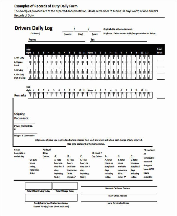 Driver Log Sheet Template Inspirational 52 Printable Log Sheet Templates