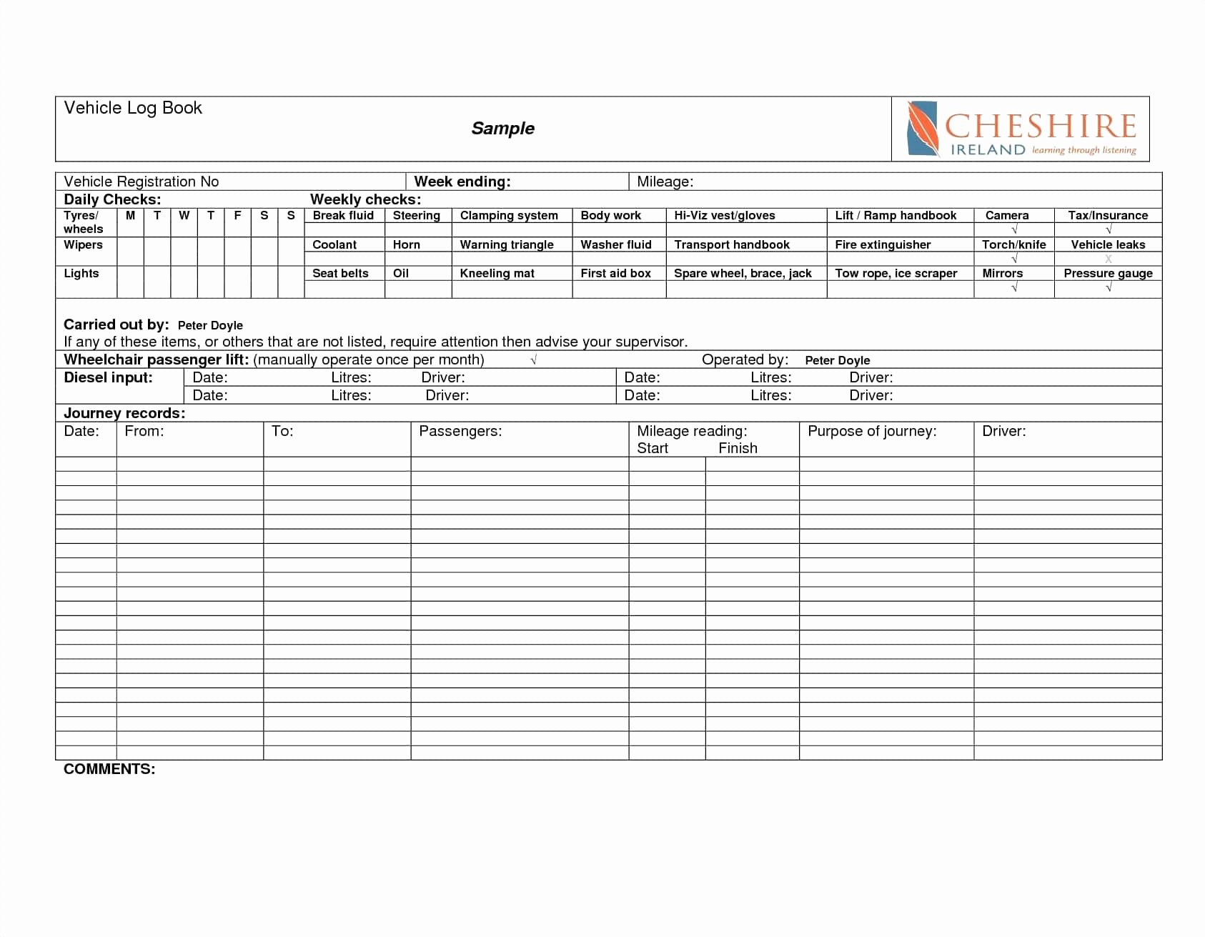 Driver Log Sheet Template Lovely Driver Log Sheet Template