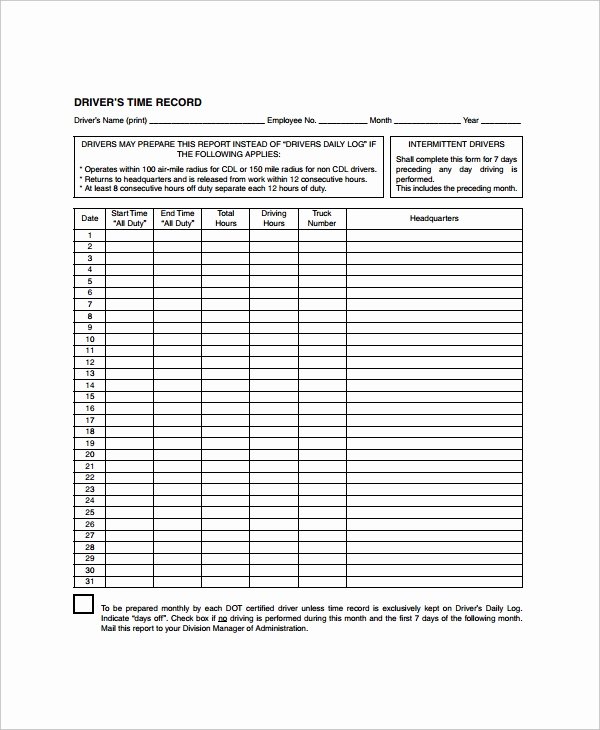 Driver Log Template Awesome Daily Log Template – 09 Free Word Excel Pdf Documents