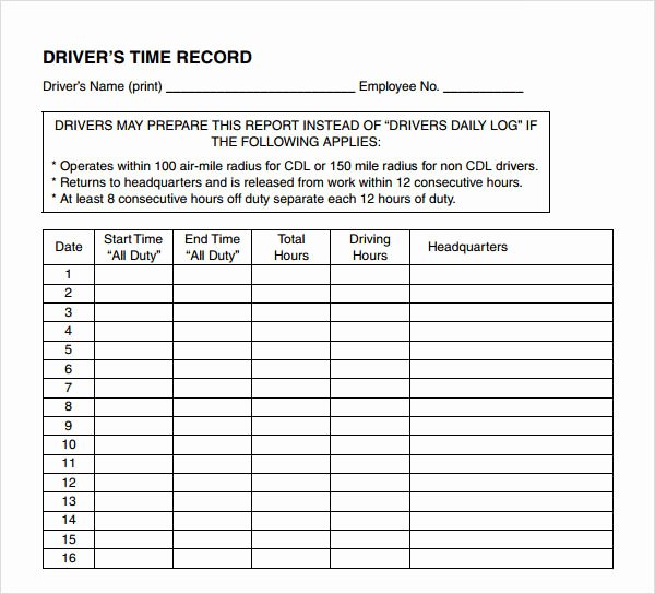 Driver Log Template Inspirational 16 Sample Daily Log Templates Pdf Doc