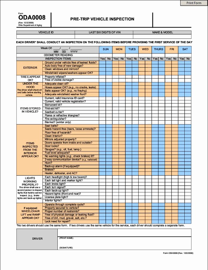 Driver Trip Sheet Elegant Cdl