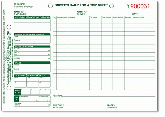 Driver Trip Sheet Elegant Truck Driver S Daily Log and Vehicle Check