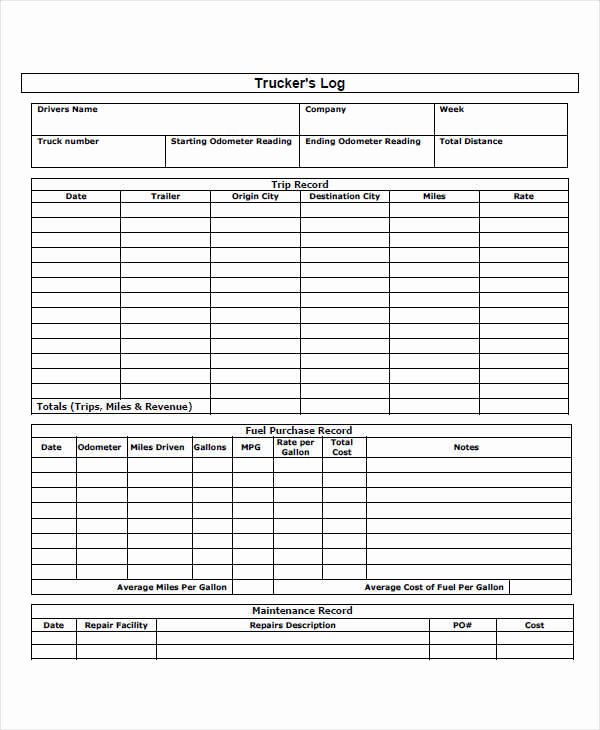 Driver Trip Sheet Fresh 33 Sample Daily Log