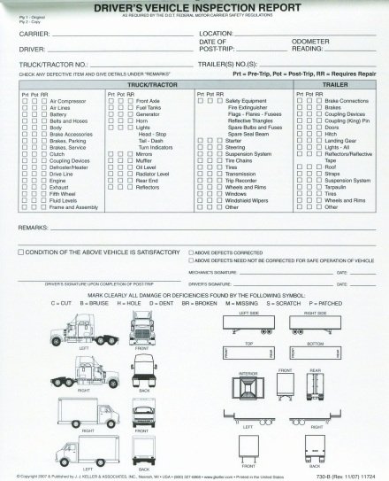 Driver Trip Sheet Fresh Driver Vehicle Inspection Reports Not Needed Defect