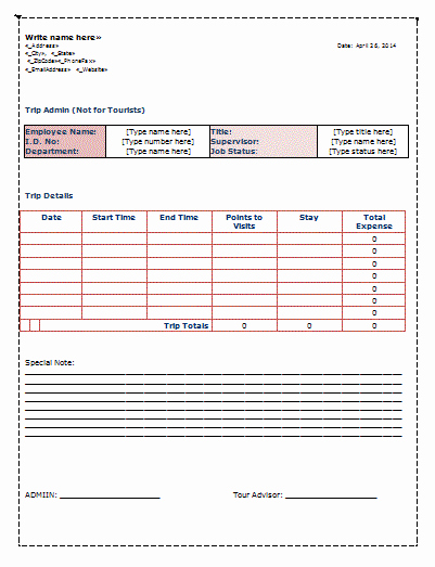 Driver Trip Sheet Inspirational Trip Sheet Template