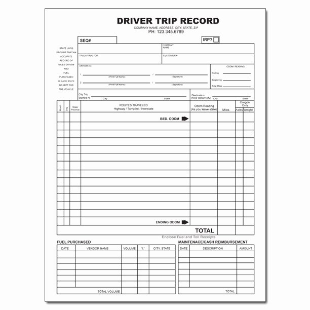 Driver Trip Sheet New Truck Driver Trip Envelope &amp; Log Sheets